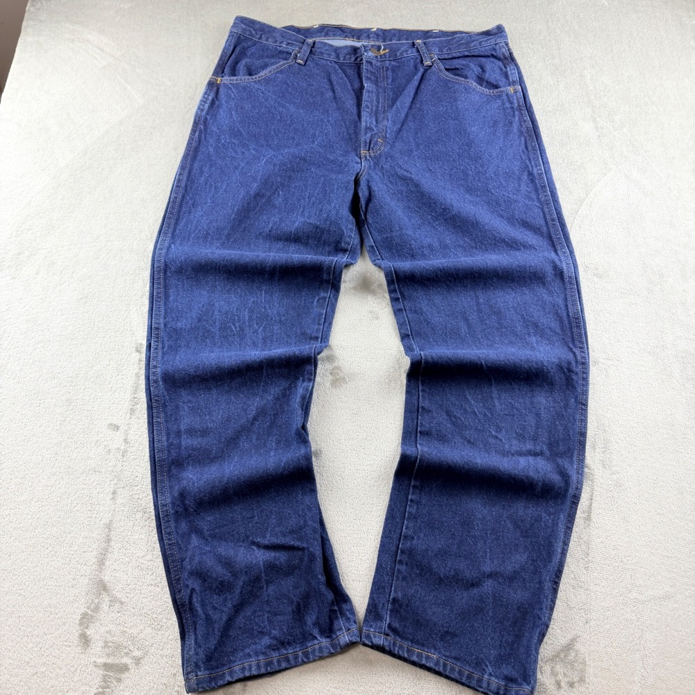 Rustler Men's 38x30 Regular Fit Straight Leg Jeans Dark Wash Blue Denim